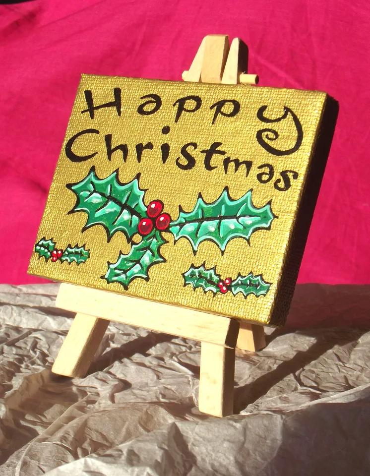 Gold Christmas Miniature Easels by Peter Poole.