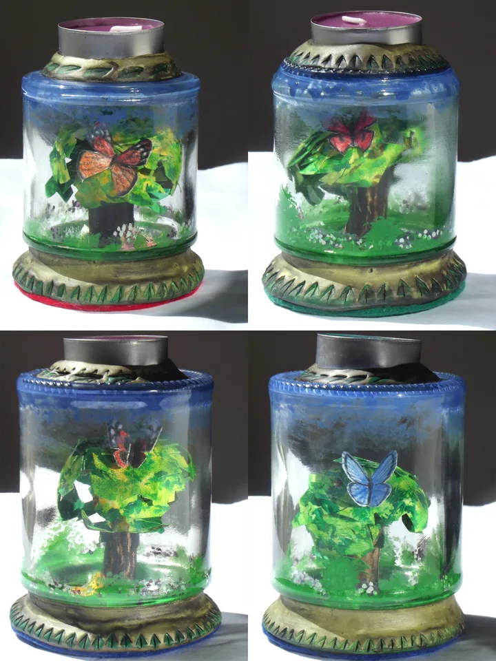 Tree & Butterfly Candlejars by Peter Poole.
