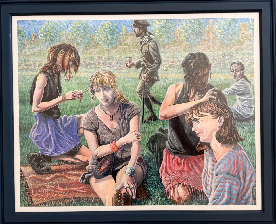 On the Level by Peter Poole, 1993. An urban realist painting on paper.