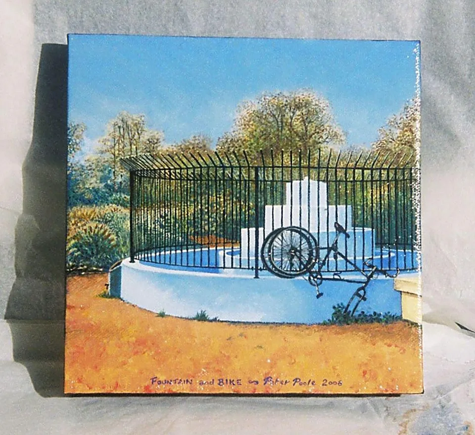 Fountain and Bike by Peter Poole.