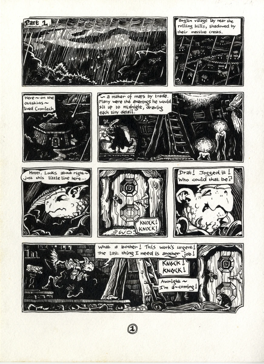 The initial trial page from Snappy Dragon and the Bald Green Witch by Peter Poole.