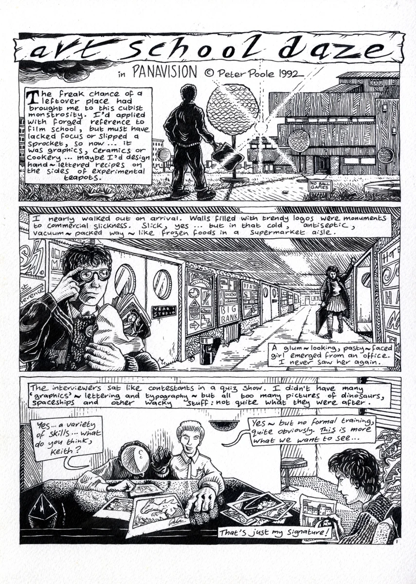 The opening page from Art School Daze by Peter Poole.