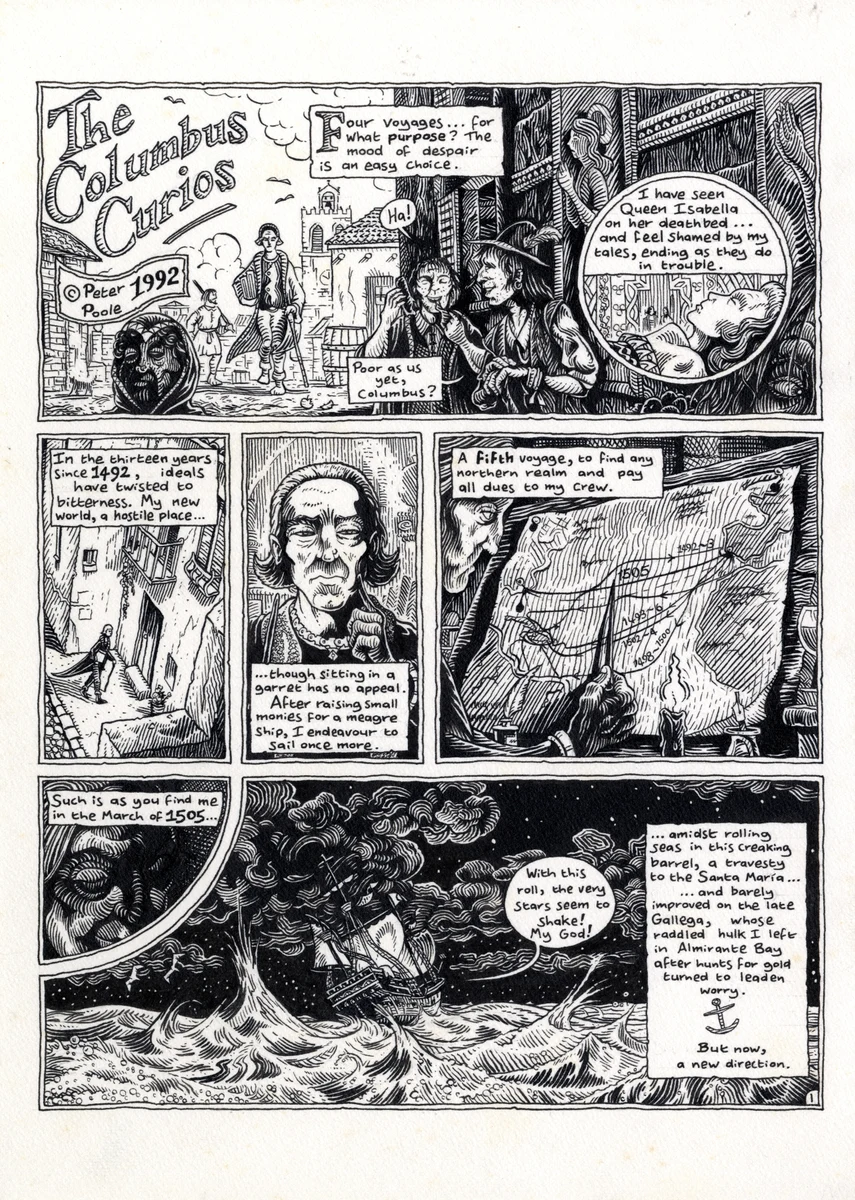 The opening page from The Columbus Curios by Peter Poole.