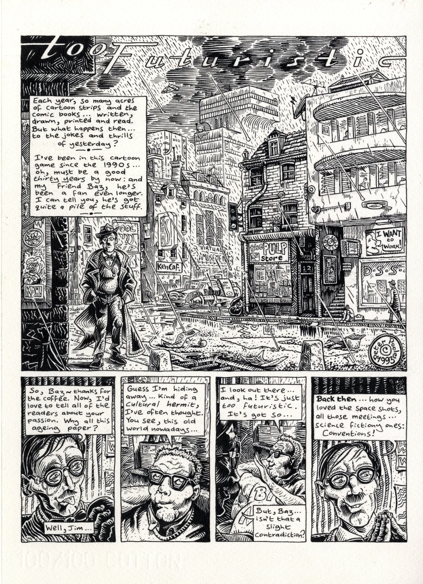 The opening page from Too Futuristic by Peter Poole.