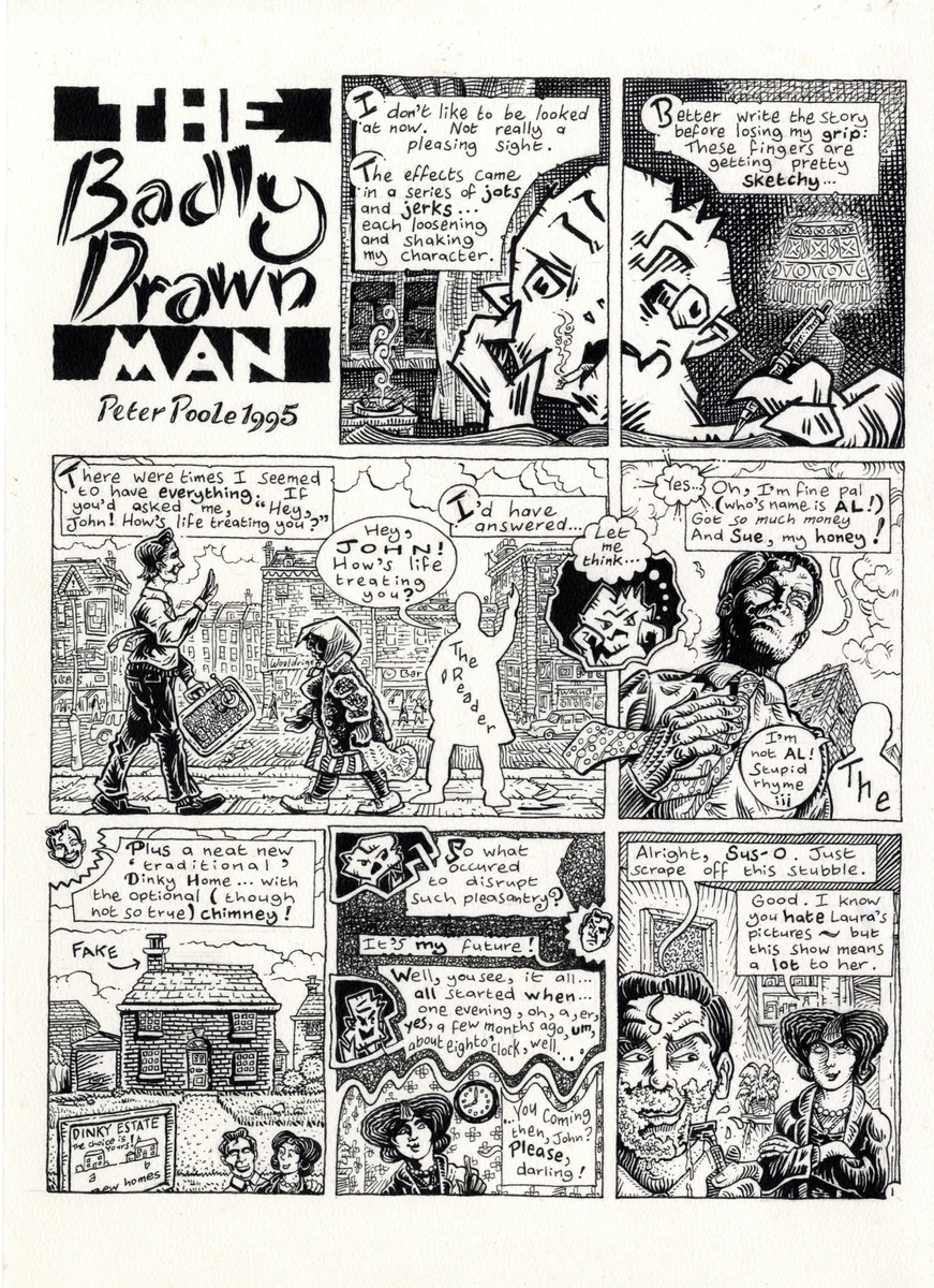 The opening page from The Badly Drawn Man by Peter Poole.