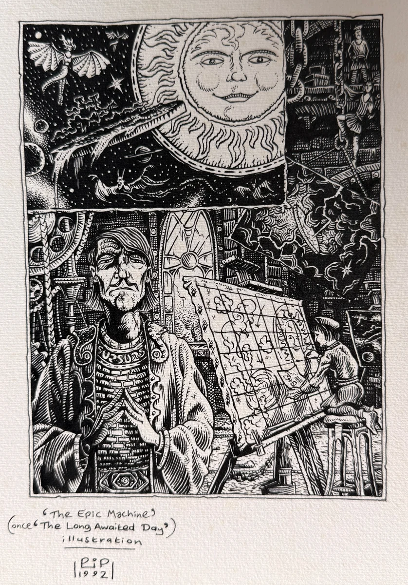 Illustration for The Epic Machine short story by Peter Poole.