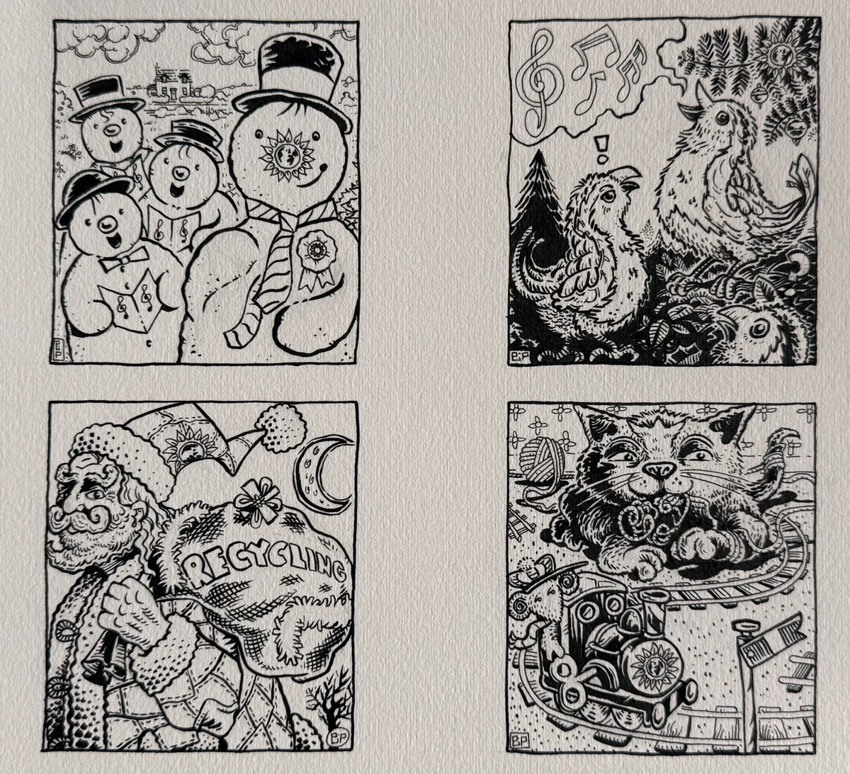 Christmas cards for Brighton Green Party by Peter Poole.
