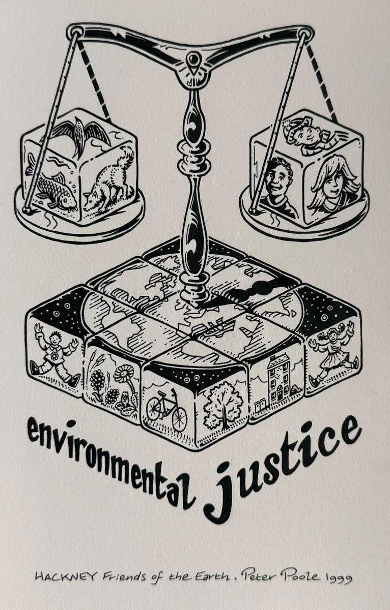Designs for Hackney Friends of the Earth by Peter Poole.