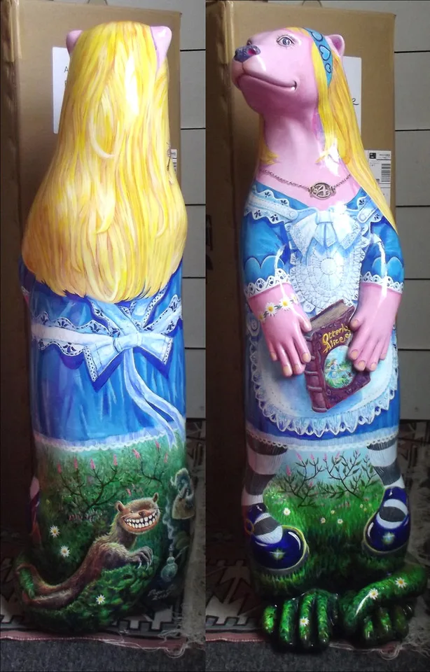 Otterly Alice, Peter Poole's sculpture for the 2017 Moor Otters trail in Devon.